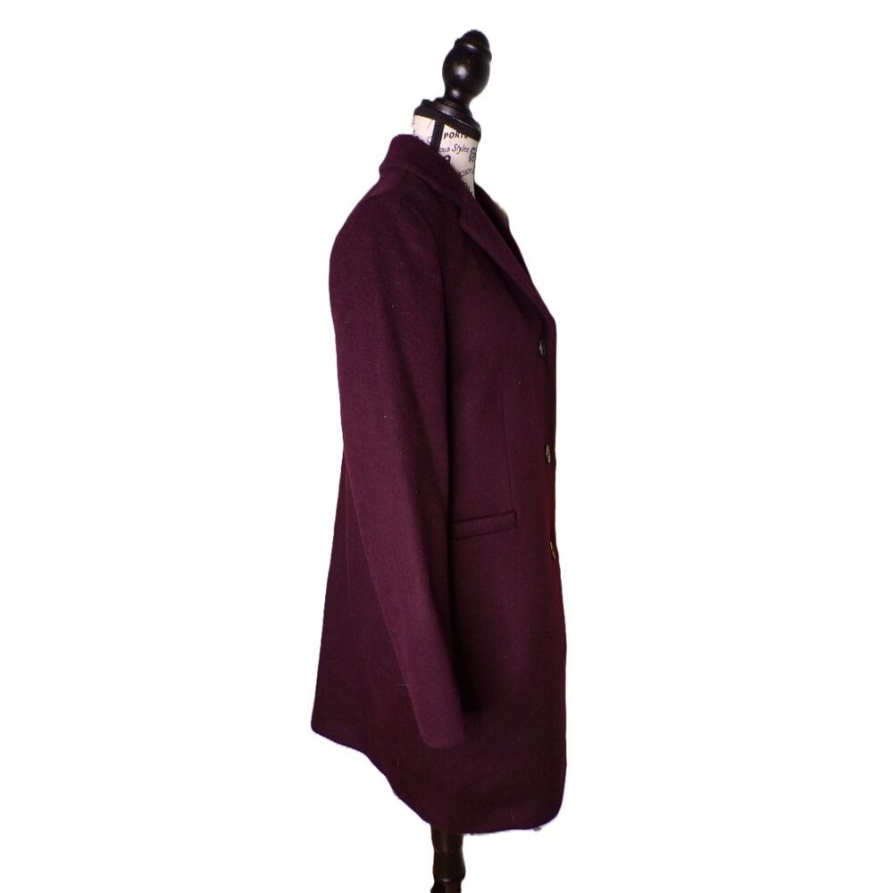 🆕RALPH LAUREN Longline Reefer Coat Wool Blend Wine Burgundy 10 - Picture 7 of 11